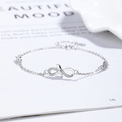 Lắc Tay Bạc Nữ đính đá CZ Vô Cực Kim Tiền Lauren LILI 176071 6