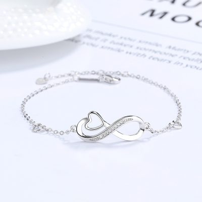 Lắc Tay Bạc Nữ đính đá CZ Vô Cực Trái Tim Briella LILI 176085 1