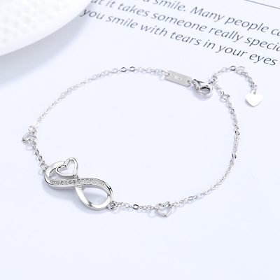 Lắc Tay Bạc Nữ đính đá CZ Vô Cực Trái Tim Briella LILI 176085 2