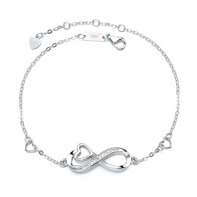 Lắc Tay Bạc Nữ đính đá CZ Vô Cực Trái Tim Briella LILI 176085 5