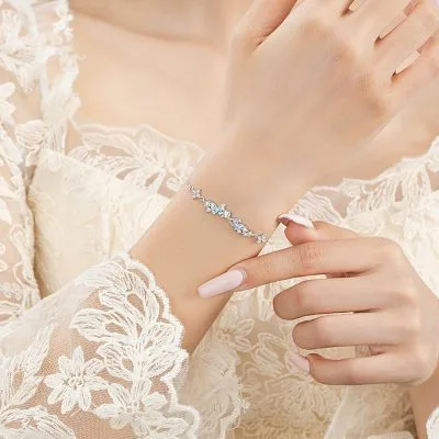 Lắc Tay Bạc Nữ đính đá CZ Vườn Hoa Bướm Brielle LILI 175564 2