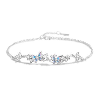 Lắc Tay Bạc Nữ đính đá CZ Vườn Hoa Bướm Brielle LILI 175564 5