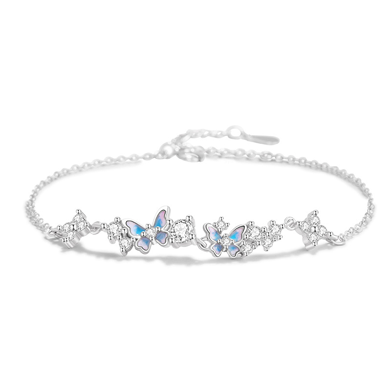 Lắc Tay Bạc Nữ đính đá CZ Vườn Hoa Bướm Brielle LILI 175564 5