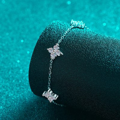 Lắc Tay Bạc Nữ đính Kim Cương Moissanite Cỏ 4 Lá Maliyah LILI 176440 2