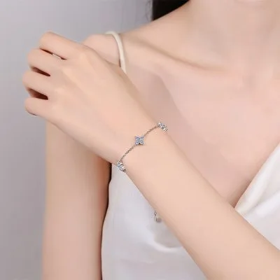 Lắc Tay Bạc Nữ đính Kim Cương Moissanite Cỏ 4 Lá Maliyah LILI 176440 4