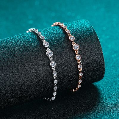 Lắc Tay Bạc Nữ đính Kim Cương Moissanite Hạt Tròn Winnie LILI 176430 2