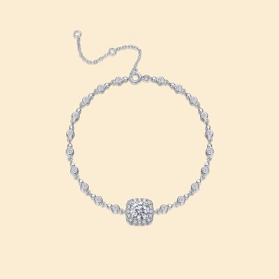 Lắc Tay Bạc Nữ đính Kim Cương Moissanite Mặt Vuông Daniella LILI 176379 1