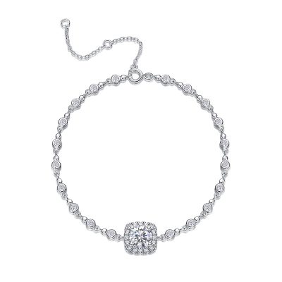 Lắc Tay Bạc Nữ đính Kim Cương Moissanite Mặt Vuông Daniella LILI 176379 2