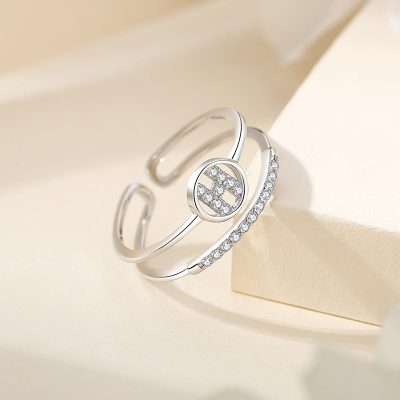 Nhẫn Bạc Nữ đính đá CZ 2 Tầng Hình Chữ H Mikayla LILI 174904 3