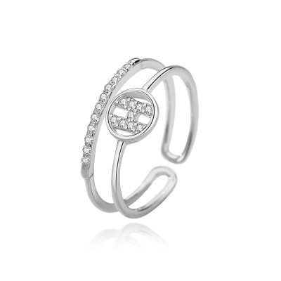Nhẫn Bạc Nữ đính đá CZ 2 Tầng Hình Chữ H Mikayla LILI 174904 5