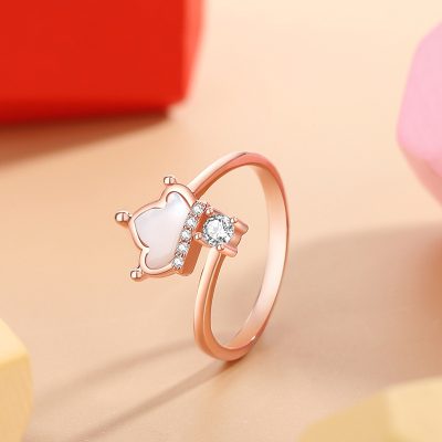 Nhẫn Bạc Nữ đính đá CZ, Khảm Trai Vương Miện Janelle LILI 174896 5