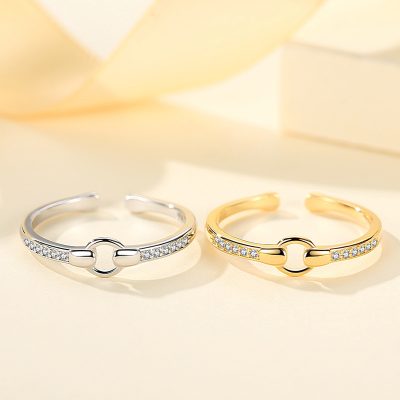 Nhẫn Bạc Nữ đính đá CZ Tròn Cách điệu Ramona LILI 174919 2