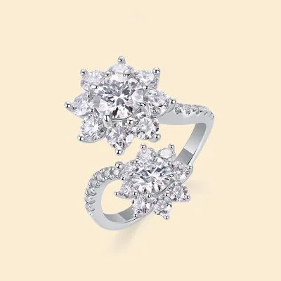 Nhẫn Bạc Nữ đính Kim Cương Moissanite Bông Tuyết Mara LILI 176565 2