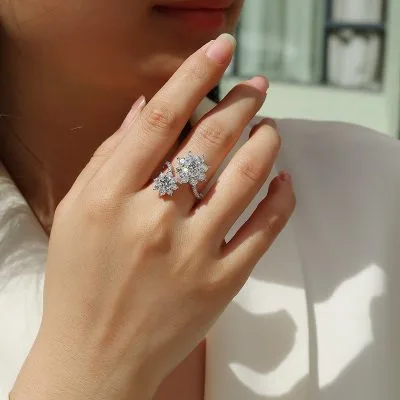 Nhẫn Bạc Nữ đính Kim Cương Moissanite Bông Tuyết Mara LILI 176565 4