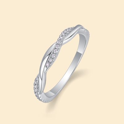 Nhẫn Bạc Nữ đính Kim Cương Moissanite Chuỗi Xoắn Ellis LILI 176493 1