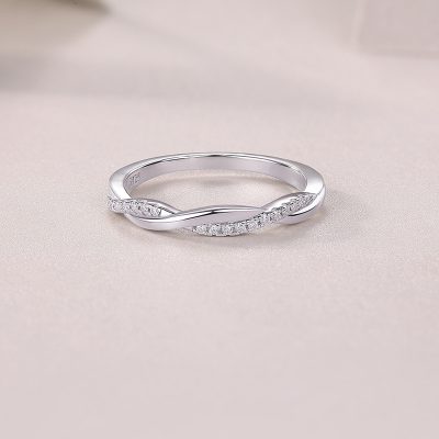 Nhẫn Bạc Nữ đính Kim Cương Moissanite Chuỗi Xoắn Ellis LILI 176493 4