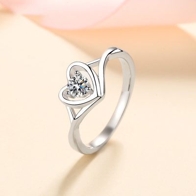 Nhẫn Bạc Nữ đính Kim Cương Moissanite Trái Tim Annalise LILI 176708 1