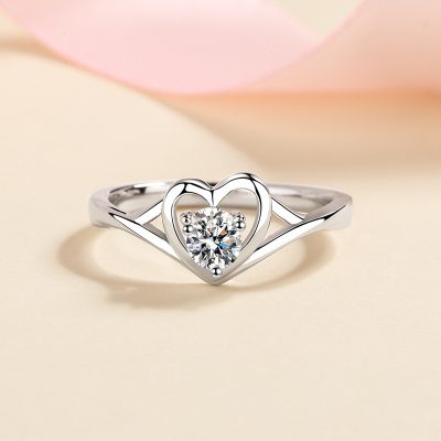 Nhẫn Bạc Nữ đính Kim Cương Moissanite Trái Tim Annalise LILI 176708 2