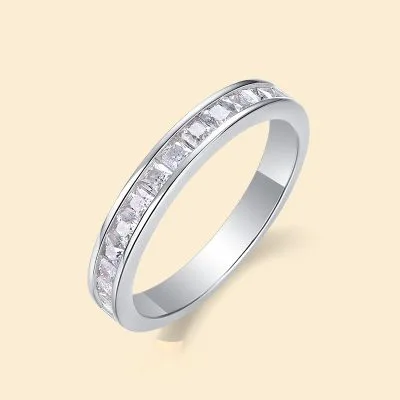 Nhẫn Bạc Nữ đính Kim Cương Moissanite Vuông Lakelyn LILI 176507 2