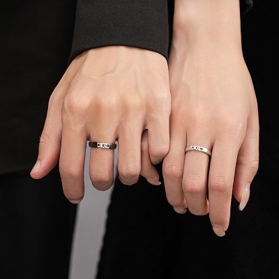 Nhẫn Cặp đôi Bạc Hình Móc Khoá Angela LILI 174737 2