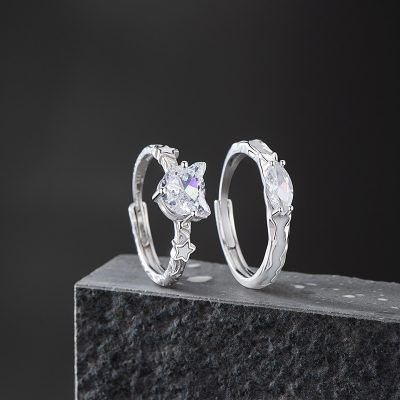 Nhẫn đôi Bạc Dạ Quang đính đá CZ Mèo Nhỏ Octavia LILI 174748 3