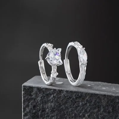 Nhẫn đôi Bạc Dạ Quang đính đá CZ Mèo Nhỏ Octavia LILI 174748 3