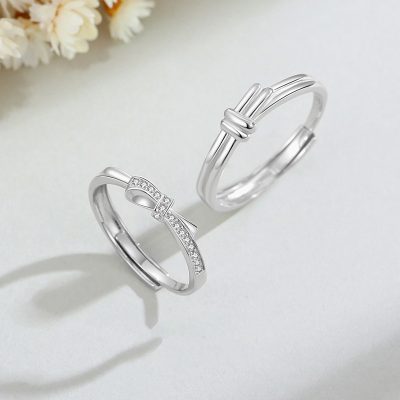 Nhẫn đôi Bạc đính đá CZ Nút Thắt Tình Yêu Lorelai LILI 174831 1