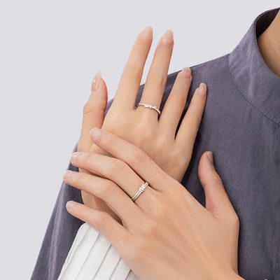 Nhẫn đôi Bạc đính đá CZ Nút Thắt Tình Yêu Lorelai LILI 174831 2