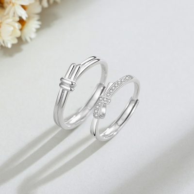 Nhẫn đôi Bạc đính đá CZ Nút Thắt Tình Yêu Lorelai LILI 174831 3