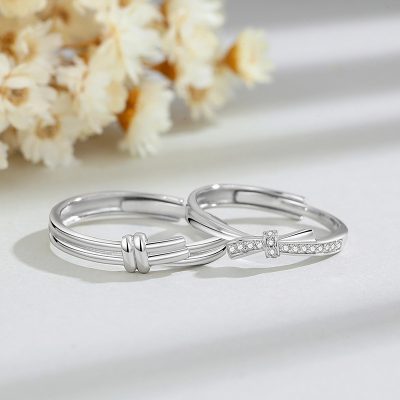 Nhẫn đôi Bạc đính đá CZ Nút Thắt Tình Yêu Lorelai LILI 174831 4