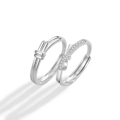 Nhẫn đôi Bạc đính đá CZ Nút Thắt Tình Yêu Lorelai LILI 174831 5