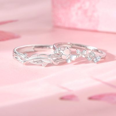 Nhẫn đôi Bạc đính đá CZ Rừng Bướm Xinh Miracle LILI 174871 1