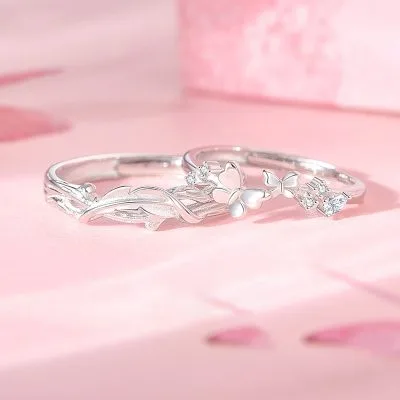 Nhẫn đôi Bạc đính đá CZ Rừng Bướm Xinh Miracle LILI 174871 1