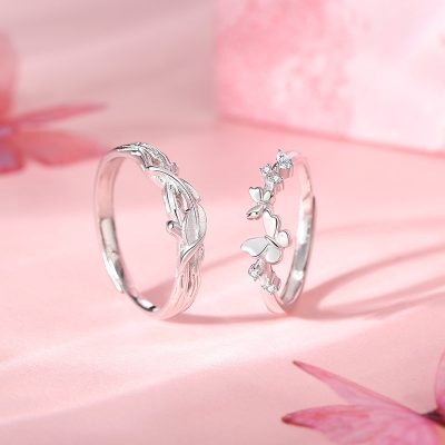 Nhẫn đôi Bạc đính đá CZ Rừng Bướm Xinh Miracle LILI 174871 4