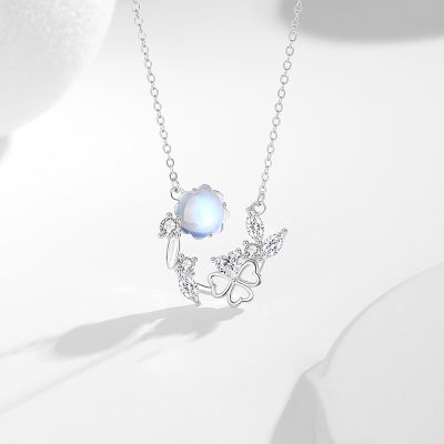 Dây Chuyền Bạc Nữ đính đá CZ Hình Cỏ 4 Lá Aleena LILI 178490 1