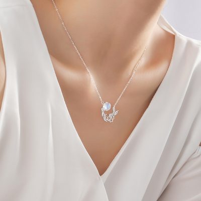 Dây Chuyền Bạc Nữ đính đá CZ Hình Cỏ 4 Lá Aleena LILI 178490 2