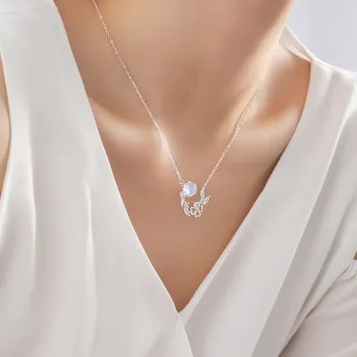 Dây Chuyền Bạc Nữ đính đá CZ Hình Cỏ 4 Lá Aleena LILI 178490 2