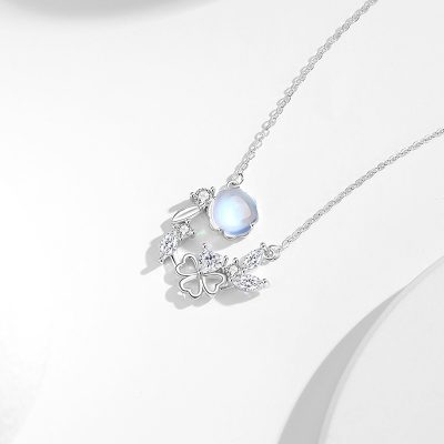 Dây Chuyền Bạc Nữ đính đá CZ Hình Cỏ 4 Lá Aleena LILI 178490 4
