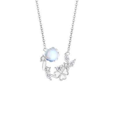 Dây Chuyền Bạc Nữ đính đá CZ Hình Cỏ 4 Lá Aleena LILI 178490 5