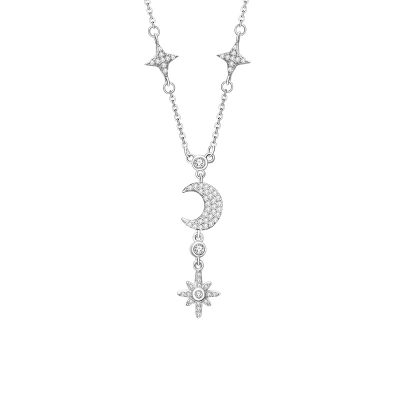 Dây Chuyền Bạc Nữ đính đá CZ Trăng Sao 8 Cánh Dani LILI 178482 5