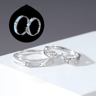 Nhẫn đôi Bạc Dạ Quang đính đá CZ Sao Băng Alison LILI 104259 10
