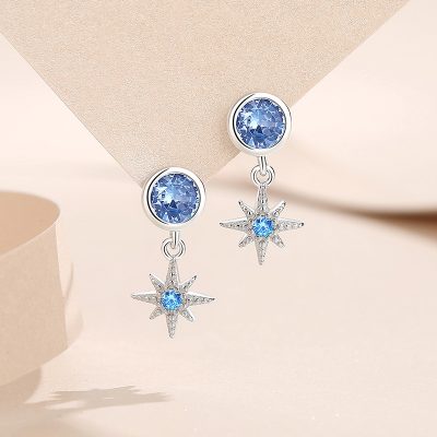 Bông Tai Bạc Nữ đính đá CZ ánh Sao Lấp Lánh Angelina LILI 181829 1