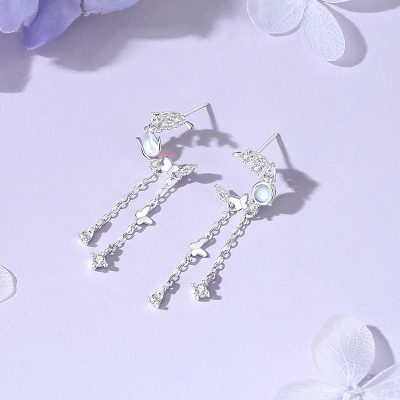 Bông Tai Bạc Nữ đính đá CZ Bông Hoa Tulip LILI 181629 2