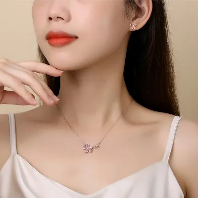 Bông Tai Bạc Nữ đính đá CZ Bông Hoa Anh đào Sakura LILI 181638 3