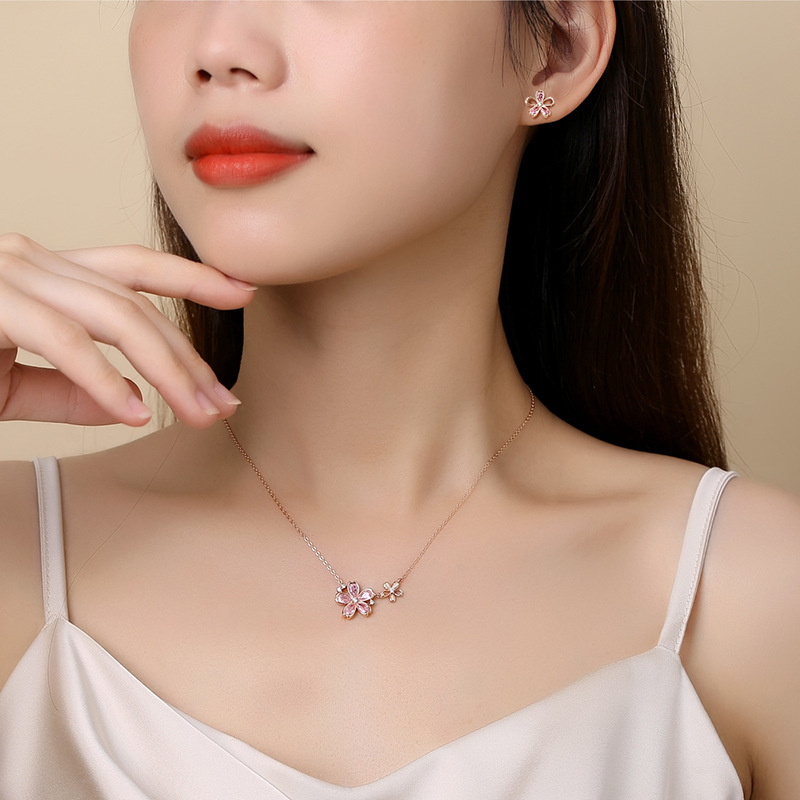Bông Tai Bạc Nữ đính đá CZ Bông Hoa Anh đào Sakura LILI 181638 3