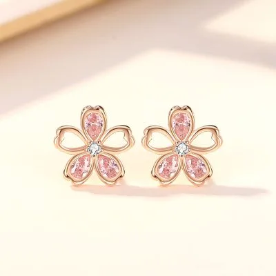 Bông Tai Bạc Nữ đính đá CZ Bông Hoa Anh đào Sakura LILI 181638 4