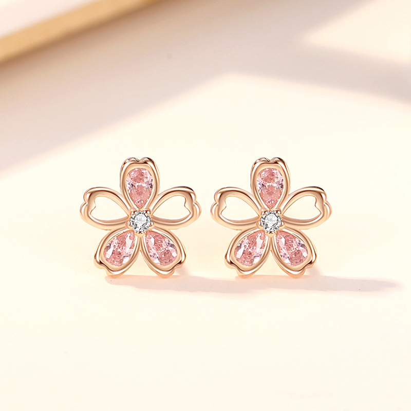 Bông Tai Bạc Nữ đính đá CZ Bông Hoa Anh đào Sakura LILI 181638 4