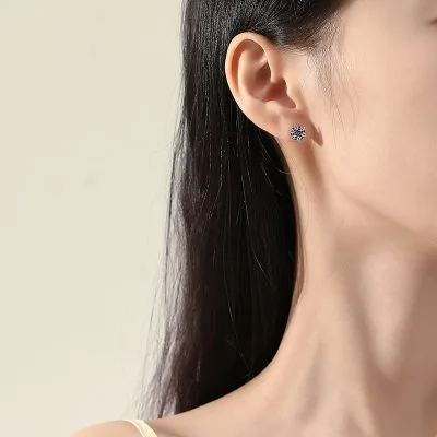 Bông Tai Bạc Nữ đính đá CZ Bông Tuyết Cách điệu Marley LILI 181751 4