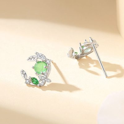 Bông Tai Bạc Nữ đính đá CZ Cành Thường Xuân Melanie LILI 181538 2
