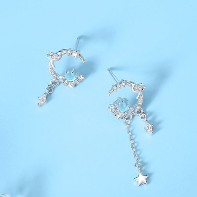 Bông Tai Bạc Nữ đính đá CZ Cành Và Chim Nhỏ Amira LILI 181557 2